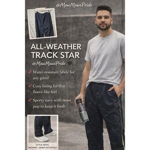 Oleg Cassini Sport Mens Navy Blue Water Resistant Lined Track Pants Large L